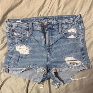 American Eagle Outfitters Light Blue Distressed Jean Shorts